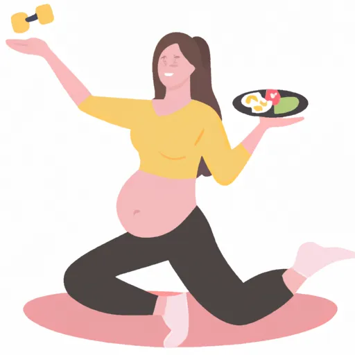 of_a_pregnant_woman_eating_a_balanced_meal_and_doing_light_exercise